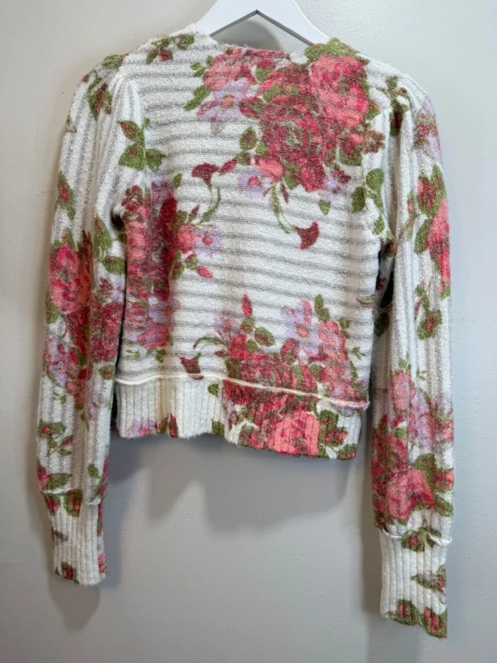 Free People Bed of Roses Sweater Garden Botanical Whimsy Fairy Small